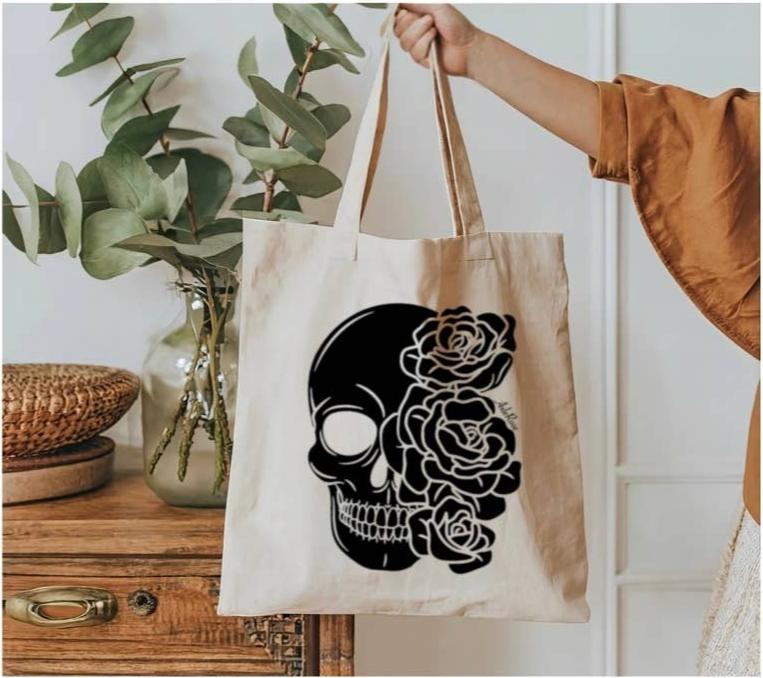 Rose Skull Tote Bag